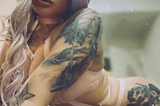 slim-thick with a pretty face blue-eyed white girl with tattoos big booty good coochie and head game that's out of this world - Image 7