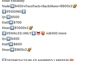 ➡𝑭𝒆𝒕𝒊𝒔𝒉 𝑭𝒓𝒊𝒆𝒏𝒅𝒍𝒚 Available ONLY⬅➡OutCalls& CarPlay Available⬅Pricing Menu⬅( 21+)The Deposit to Book$100➡TOP URGENCY - Image 4